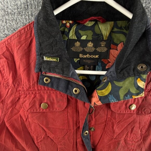 Barbour MORRIS UTILITY Waxed Jacket Women Full Zip Red Size 12 US Collared - Picture 2 of 16